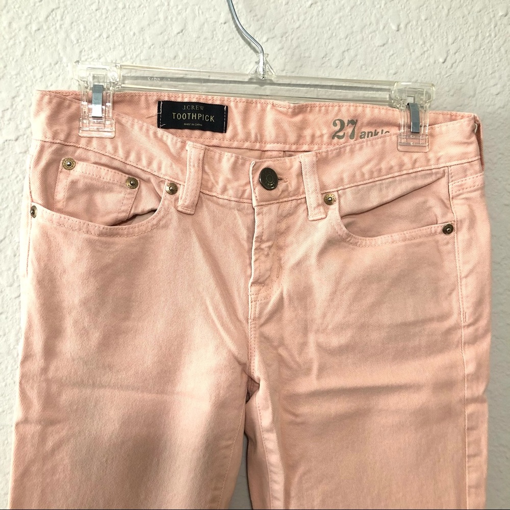 J Crew Toothpick Ankle Jeans light peach Pink 27 - Picture 5 of 10